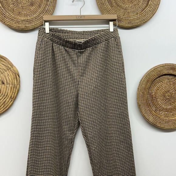 A New Day Brown Black Minimalist Preppy Houndstooth Ankle Crop Knit Pants Medium - Picture 3 of 7